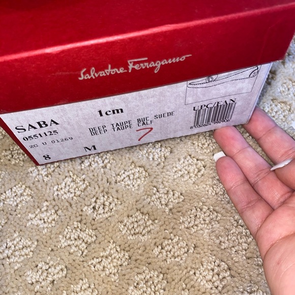 SALVATORE FERRAGAMO WOMENS TAUPE SUEDE SABA LOAFER - Picture 4 of 5